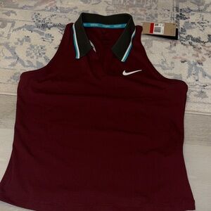 Nike Court Women's Burgundy Sleeveless Polo Top NWT